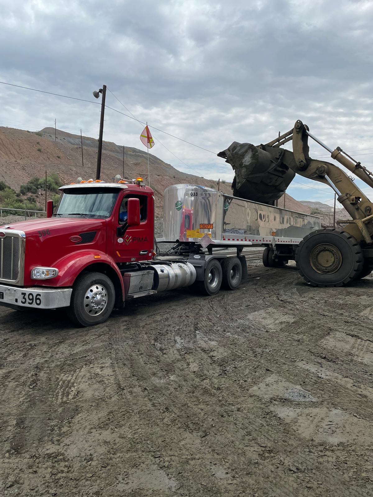 PIMA TRUCKING truck operating at a mining site